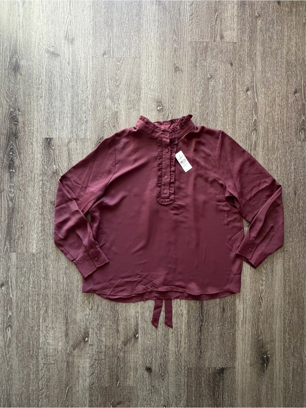 LOFT Ruffled Henley Blouse - Wine